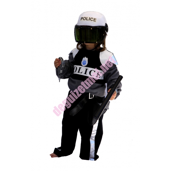 Casque police enfant avec visière rabattable - Méga Fête